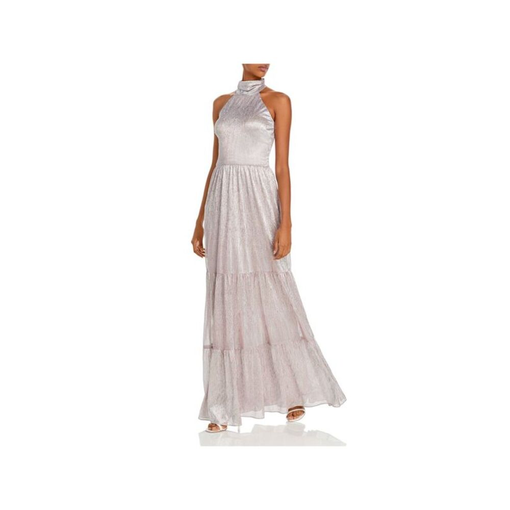 AQUA FORMAL Womens Pink Sleeveless Full-Length Evening Fit + Flare Dress 4